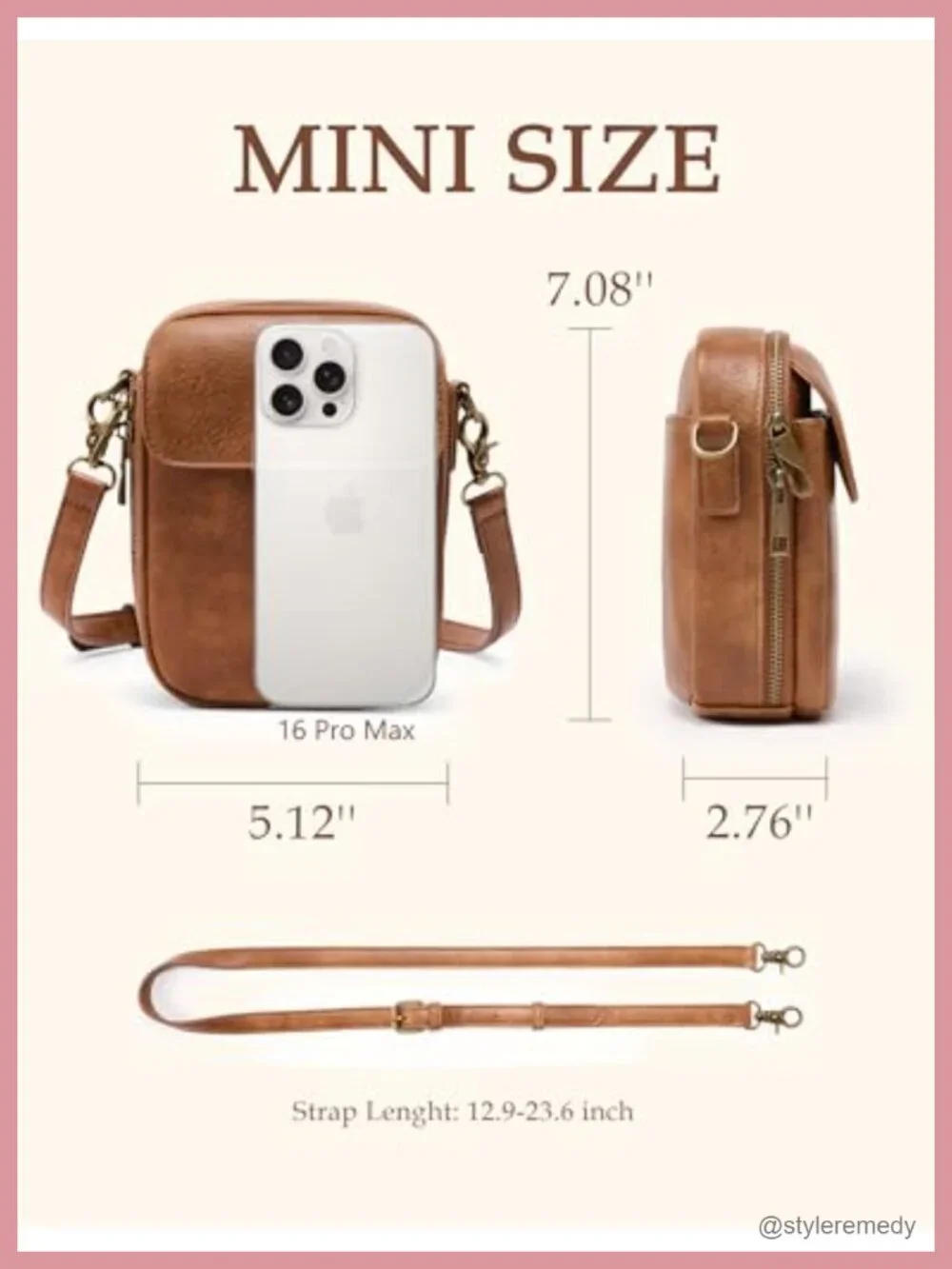 Vintage Vegan Leather Crossbody Bag with RFID Protection, Adjustable Strap,